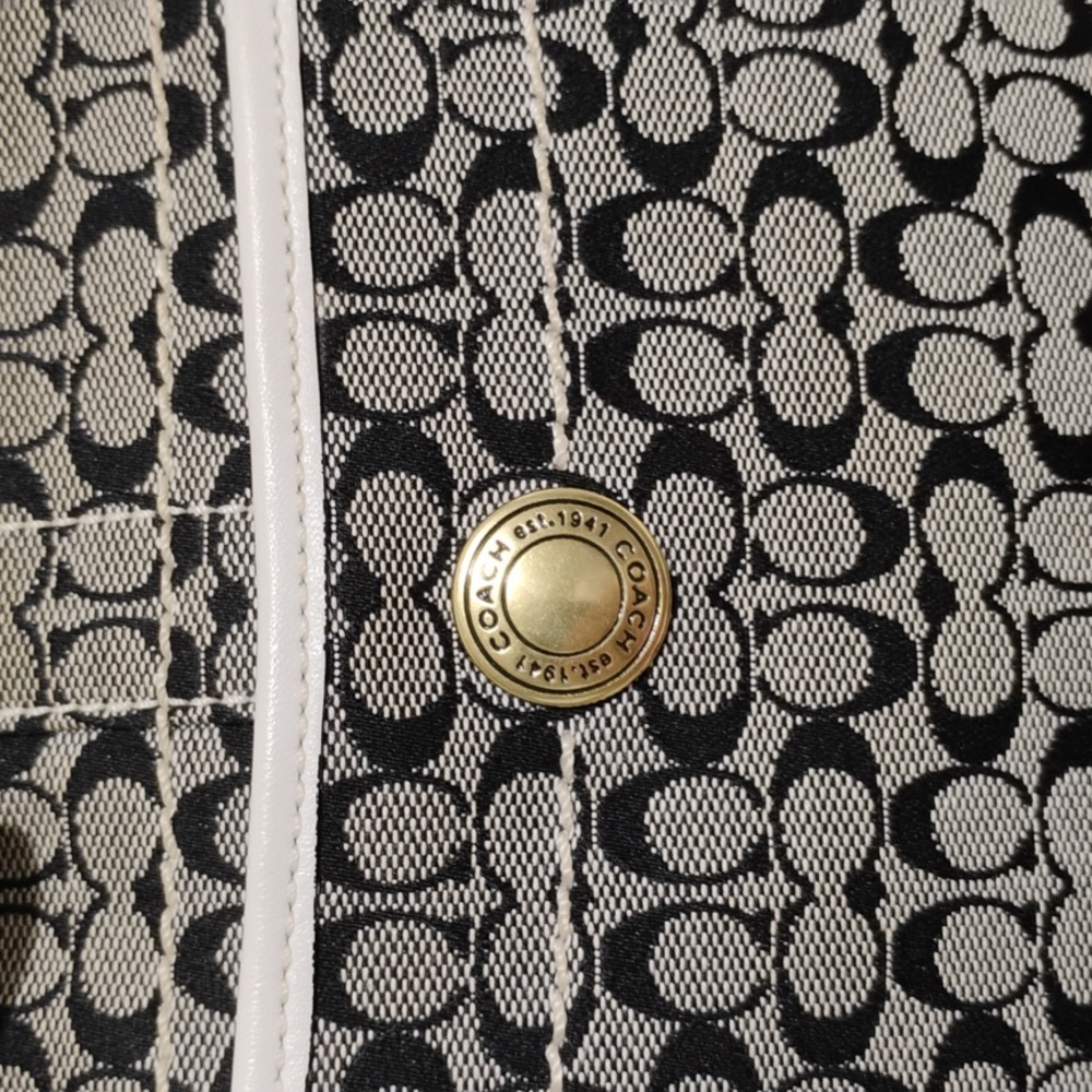 SALE! Auth Coach Signature C Ergo Denim White Leather Shoulder Bag W Dust Bag - Picture 3 of 15